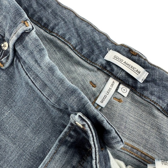 Good American Womens Good Skinny Legs Crop Jeans Denim Light Wash Blue Size 18 - Picture 6 of 12